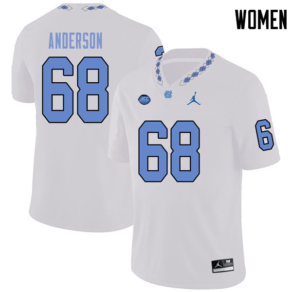 Jordan Brand Women #68 Brian Anderson North Carolina Tar Heels College Football Jerseys Sale-White